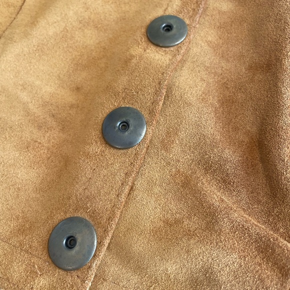 Vintage Leather Tan Button-Up Women's Vest - Picture 3 of 9